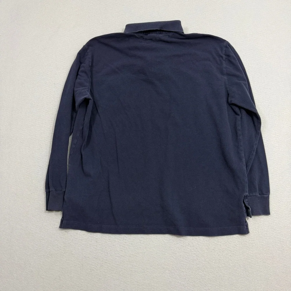 Vintage Polo Ralph Lauren Polo Men's XL Blue Equestrian Crest Long Sleeve Pique